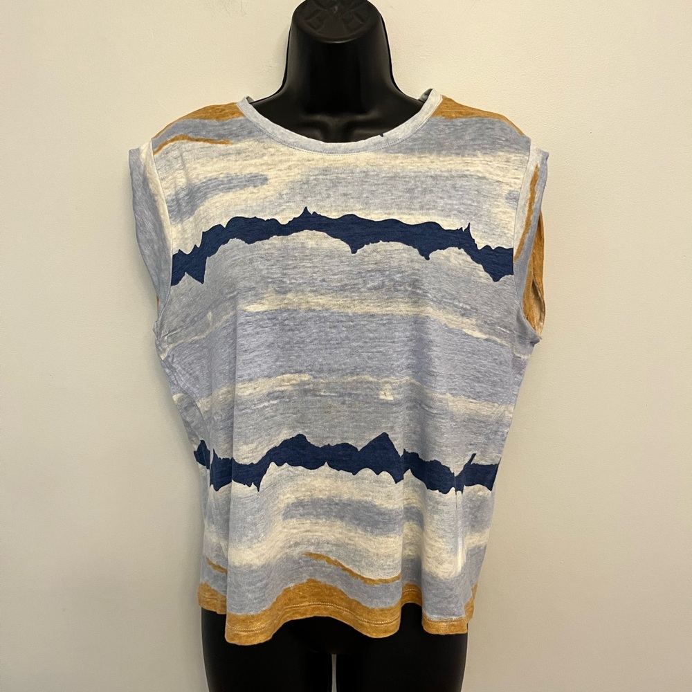 CHARLIE B Linen Cap Sleeve T-Shirt, Size Large